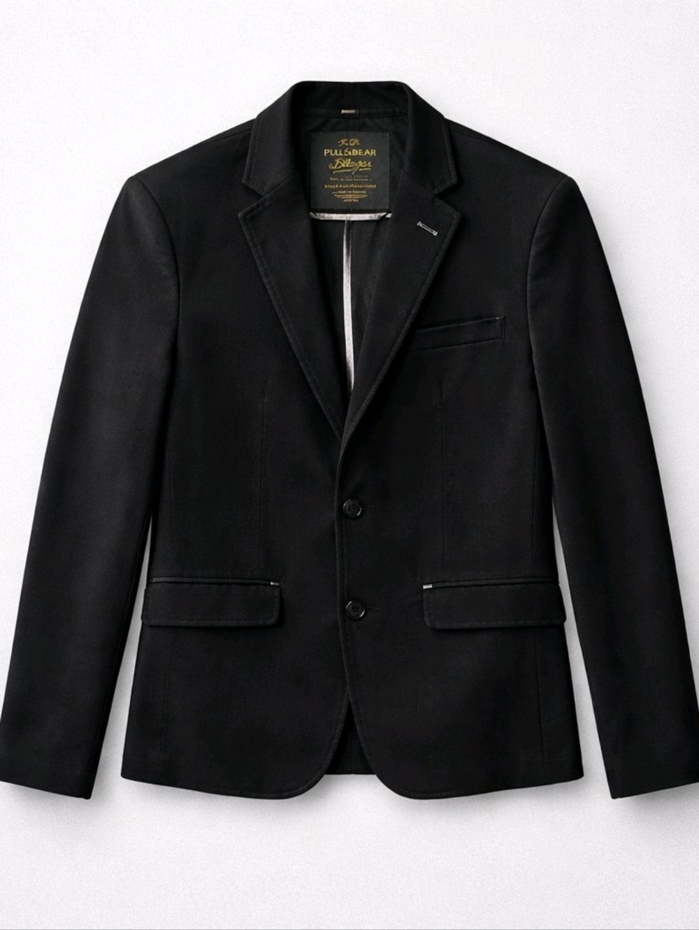 Pull & Bear Black and Gray Blazer Jacket Size M With Elbow Patches